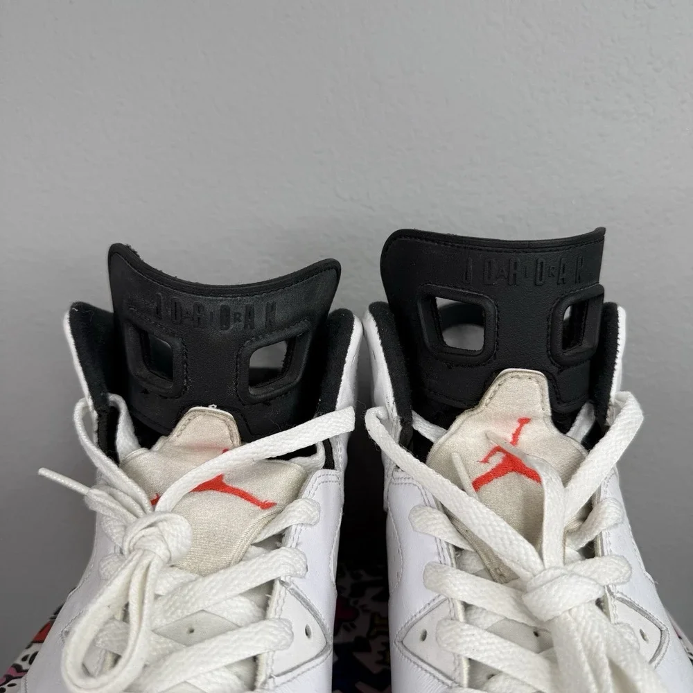 2013 Nike Air Jordan 6 Retro Infrared White 384664-123 Size 9 Basketball Shoes